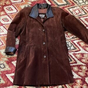 Vintage Women's Brown Suede Leather Coat